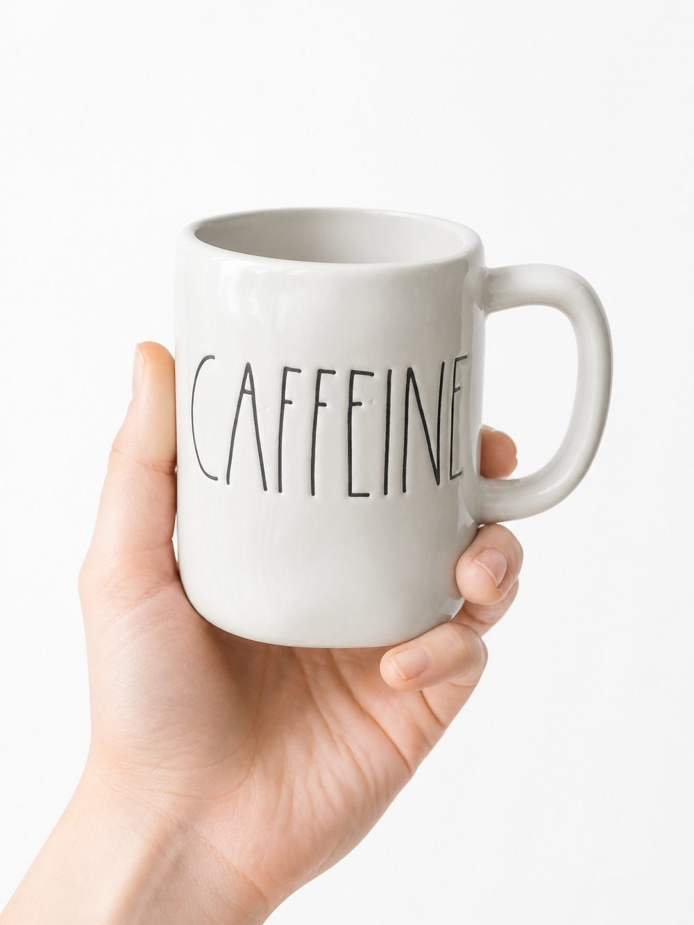 Rae Dunn White 'CAFFEINE' Ceramic Mug